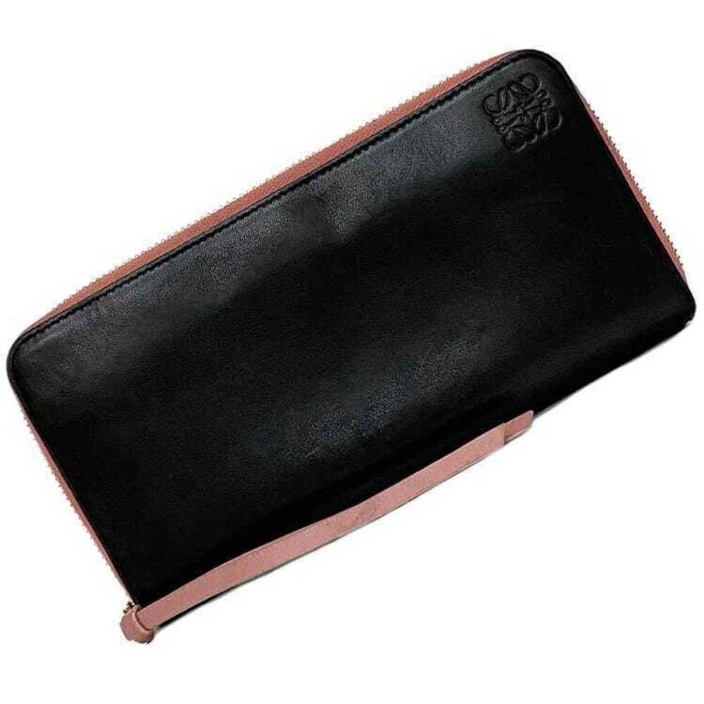 Loewe Round Zipper Long Wallet Anagram Leather Two Tone Glossy Pink Black